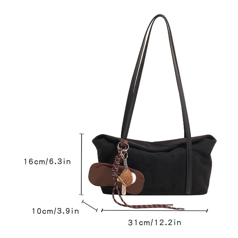 Autumn and Winter Vintage Women's Bag Suede Shoulder Bag Luxury Designer Top Handle Clutch Bag Purse for Women Retro Handbags