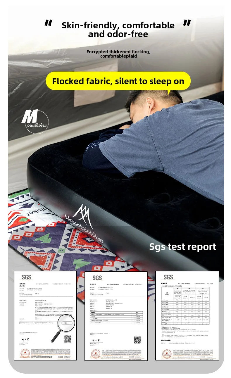 MOUNTAINHIKER 2025 Interior Air Mattress Glamping Mats PVC Inflatable Sleeping Mattress 1/3 Person Camping Bed Mat Built-in Pump