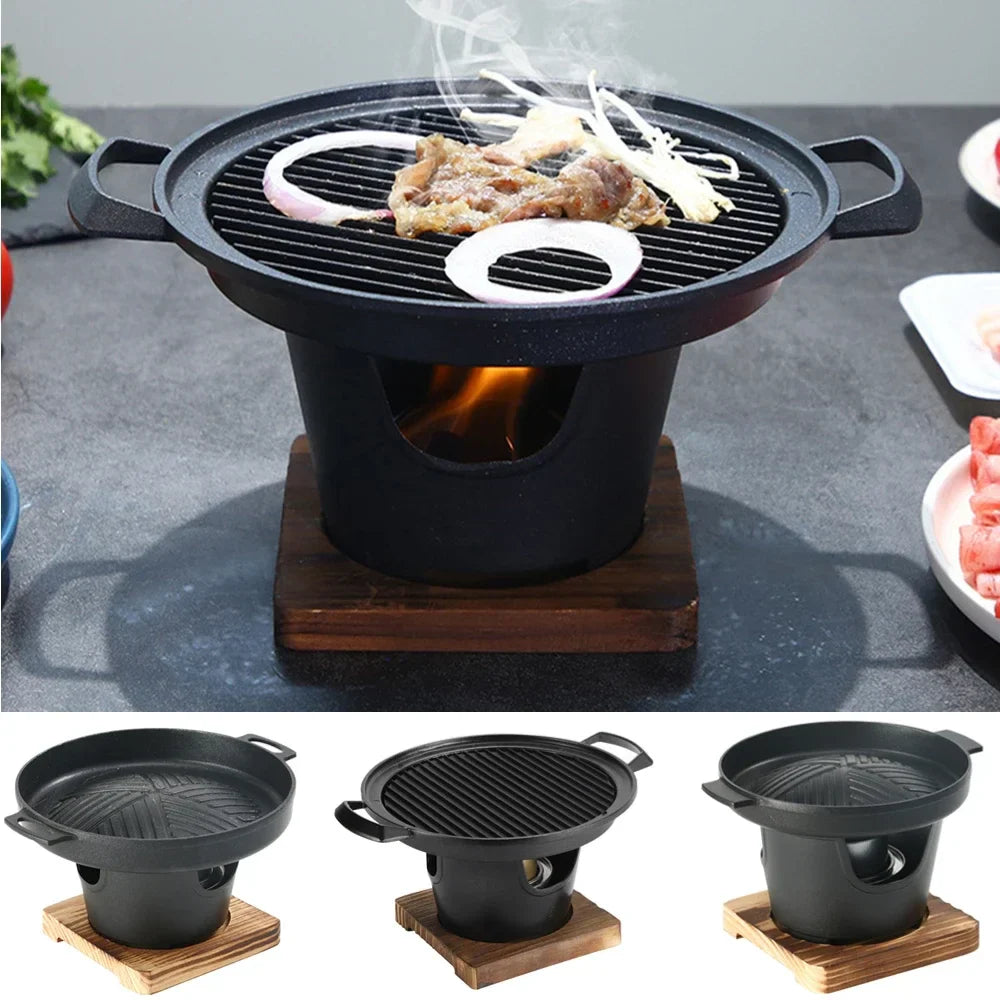 Mini Barbecue Stove Detachable Japanese Alcohol Stove Non-stick BBQ Grill Furnace Roasting Meat Tool for Picnic Camping Stove