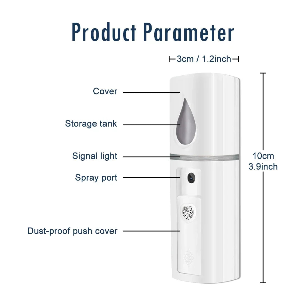 Nano Facial Steamer Mist Spray Eyelash Extensions Cleaning Pores Water Moisturizing Hydrating Face Cute Mini Handheld Sprayer