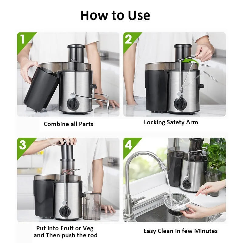 Juicer centrifugal Household large caliber electric juice machine residue separation vegetable Juicer EU UK