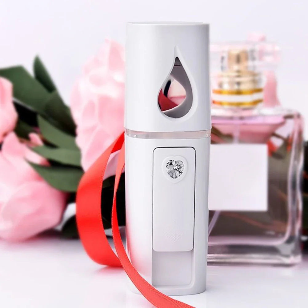 L2 Mini Nano Facial Mister with Top Mirror Portable USB Rechargeable Handy Cool Mist Sprayer Steamer Face Humidifier Atomizer