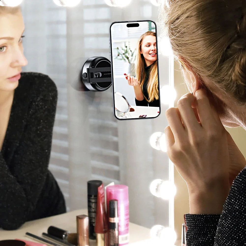 Magnetic Suction Cup Phone Mount for iPhone 16 15 14 Pro Max 360° Adjustable Vacuum Phone Holder for Car/Mirror/Smooth Surface