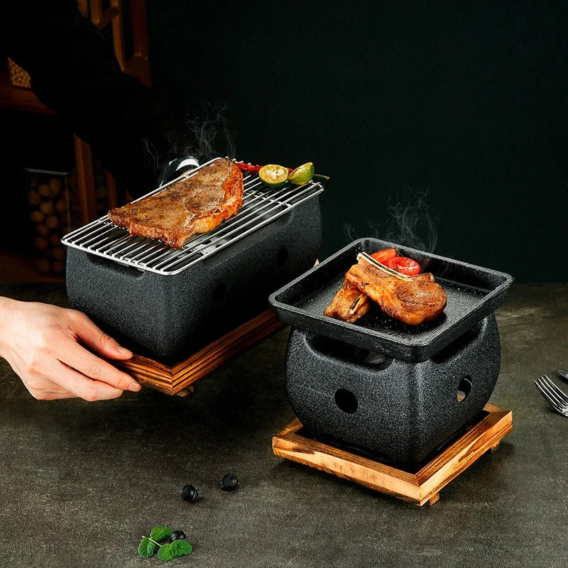 Aluminum alloy tea cooker Small oven Korean style cast iron barbecue dish portable grill korean bbq Japanese charcoal grill