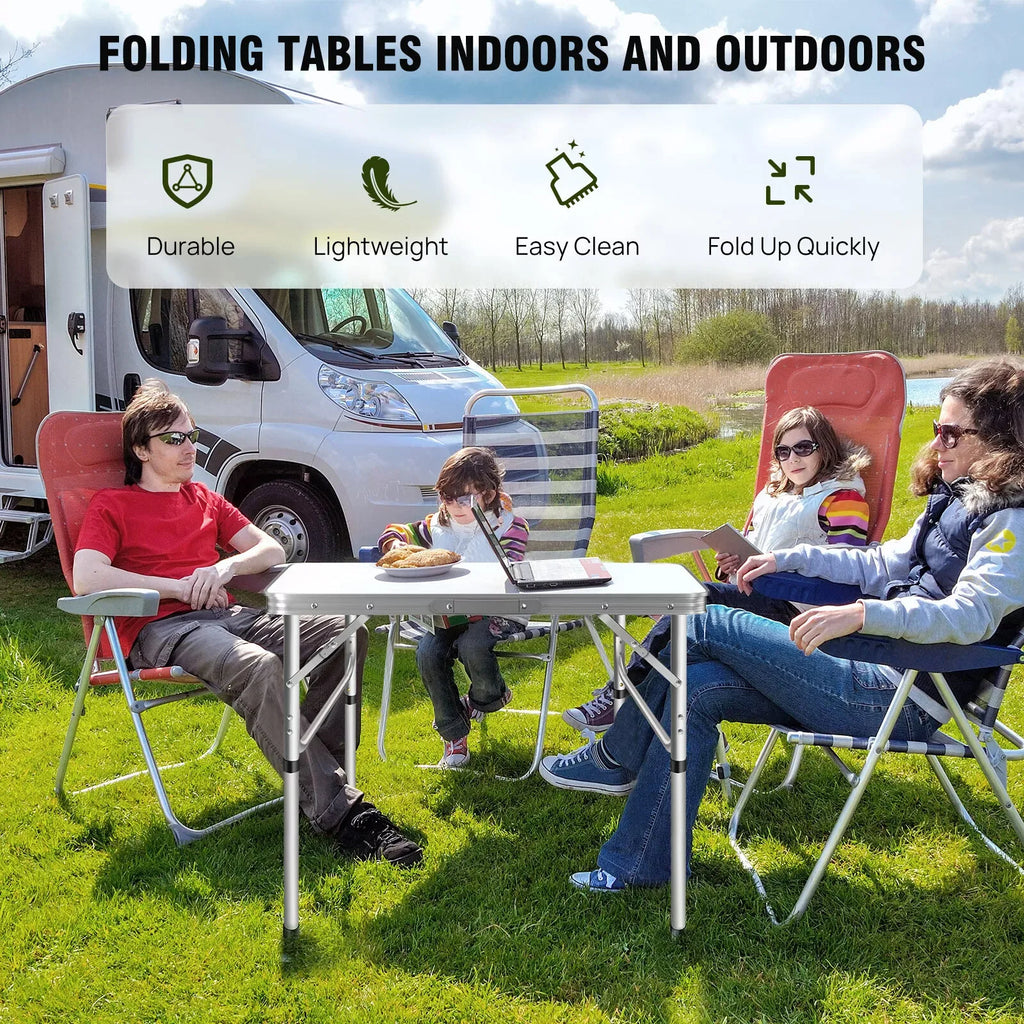 EFAN 2.5FT Aluminium Folding Table Portable Dining Party Kitchen BBQ Trestle Outdoor Tool for Camping Picnic Garden 75x55x70cm