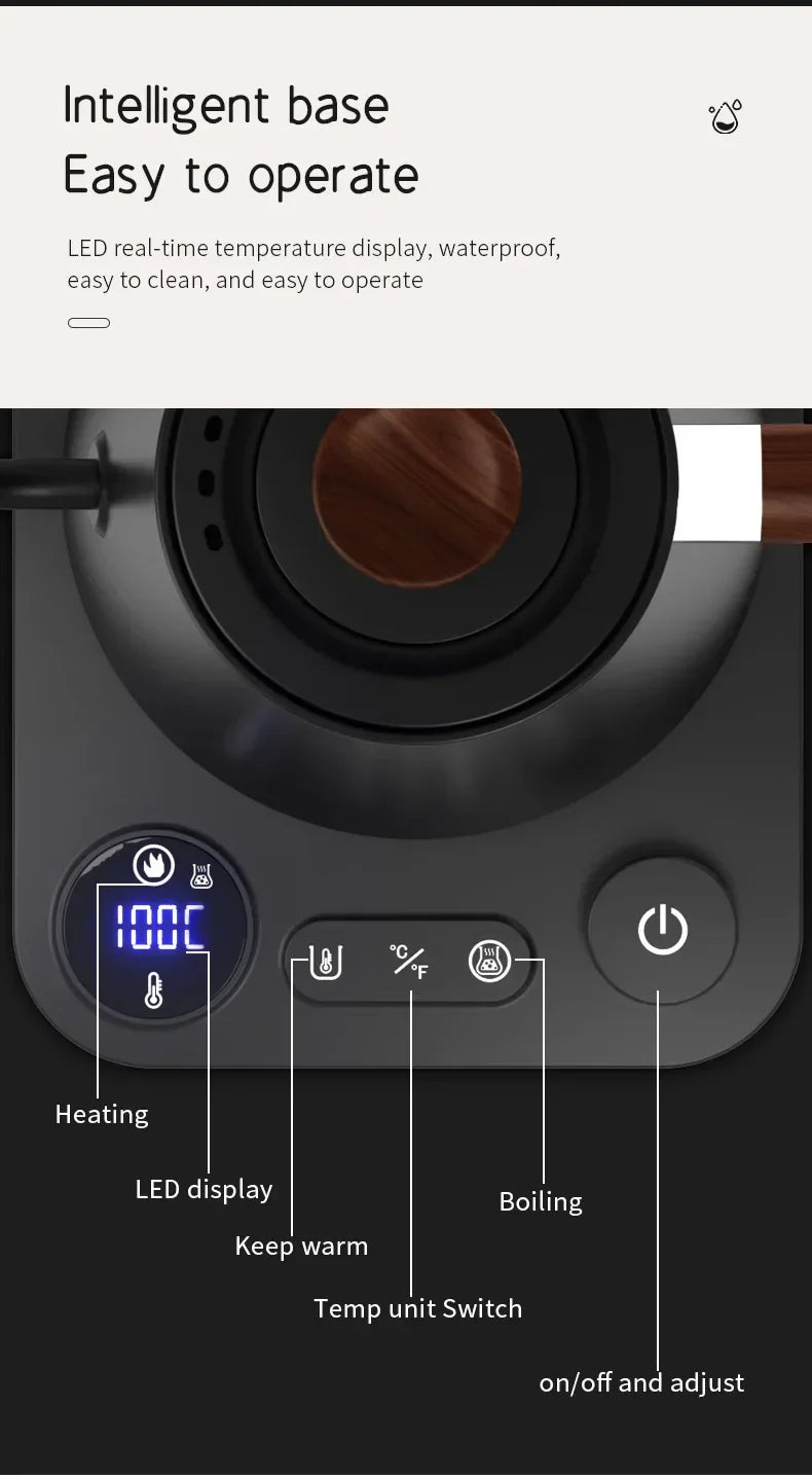 Electric Gooseneck Kettle 900ML Hand Brew Coffee Pot Smart Teapot Temperature Control Pot Rapid Heating Kettle 110v/220v