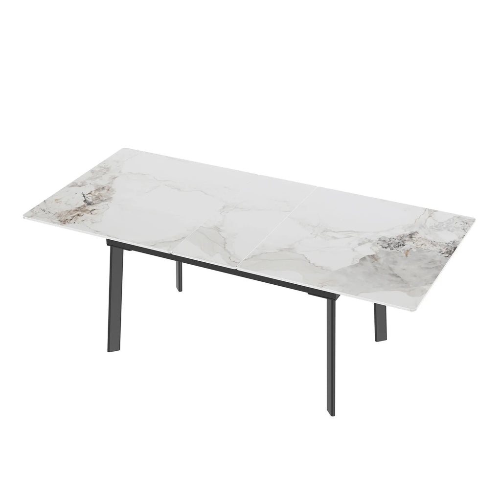 Extensible Dining Table Marble Top and Metal Frame Home Rectangular Kitchen Modern Furniture No Chairs
