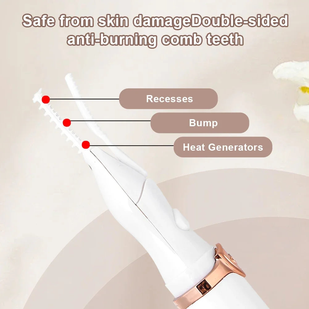 Heated Eyelash Curler 2 Heating Modes Quick Heating Natural Curl Eyelash Curler Long Lasting for Quick Natural Curling