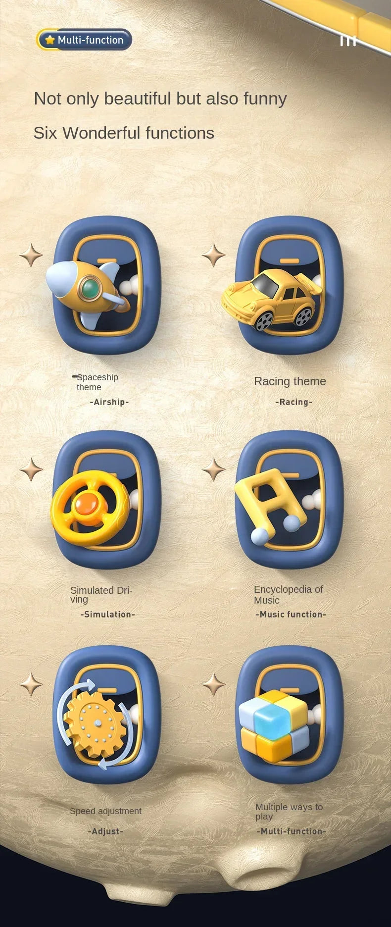 Kids Steering Wheel Driving Toy Dodge Vehicle Electronic Simulation Adventure Game with Music Sound Effects for Girl Boy