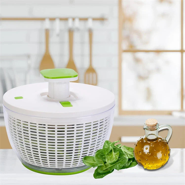 LMETJMA QuickPush Salad Spinner Large 6.3QT Vegetable Washer Dryer Strainer Drainer with Drain Salad Bowl and Colander JT400