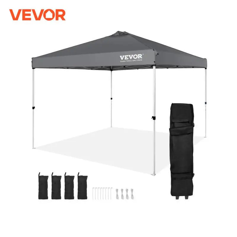 VEVOR Pop Up Canopy Tent 250D PU Silver Coated Tarp with Portable Roller Bag and 4 Sandbags Waterproof and Sun Shelter Gazebo