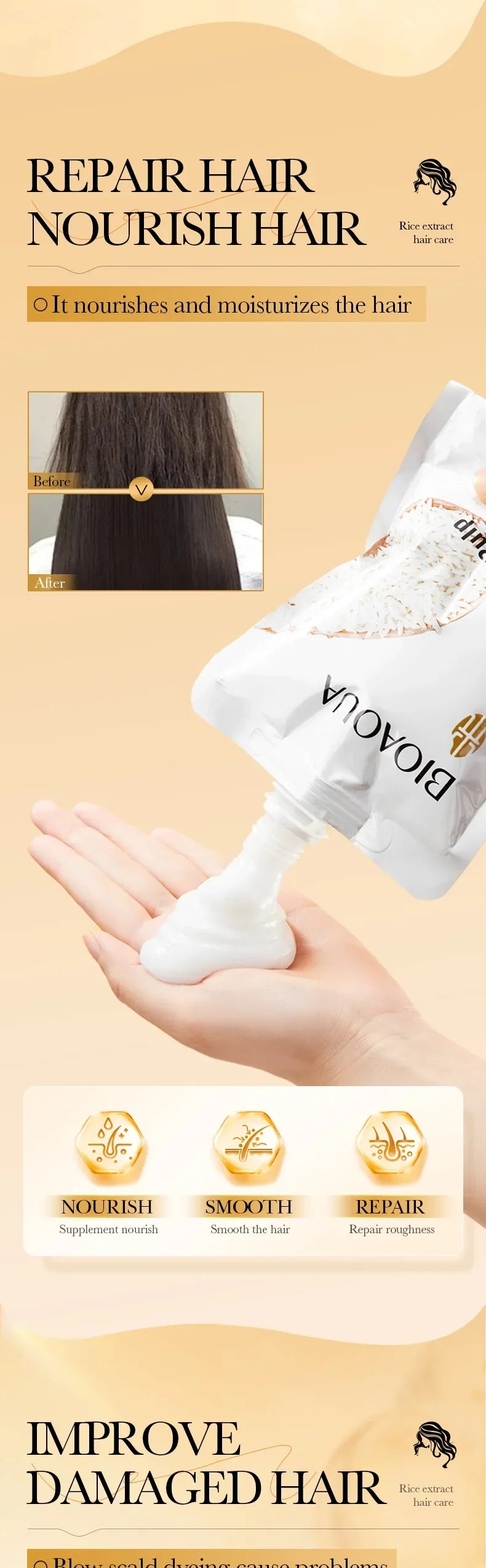 10/30/50/100/400g Magical Keratin Hair Mask 5 Seconds Repair Damaged Frizzy Hair Soft Smooth Shiny Rice Moisturizing Hair Care