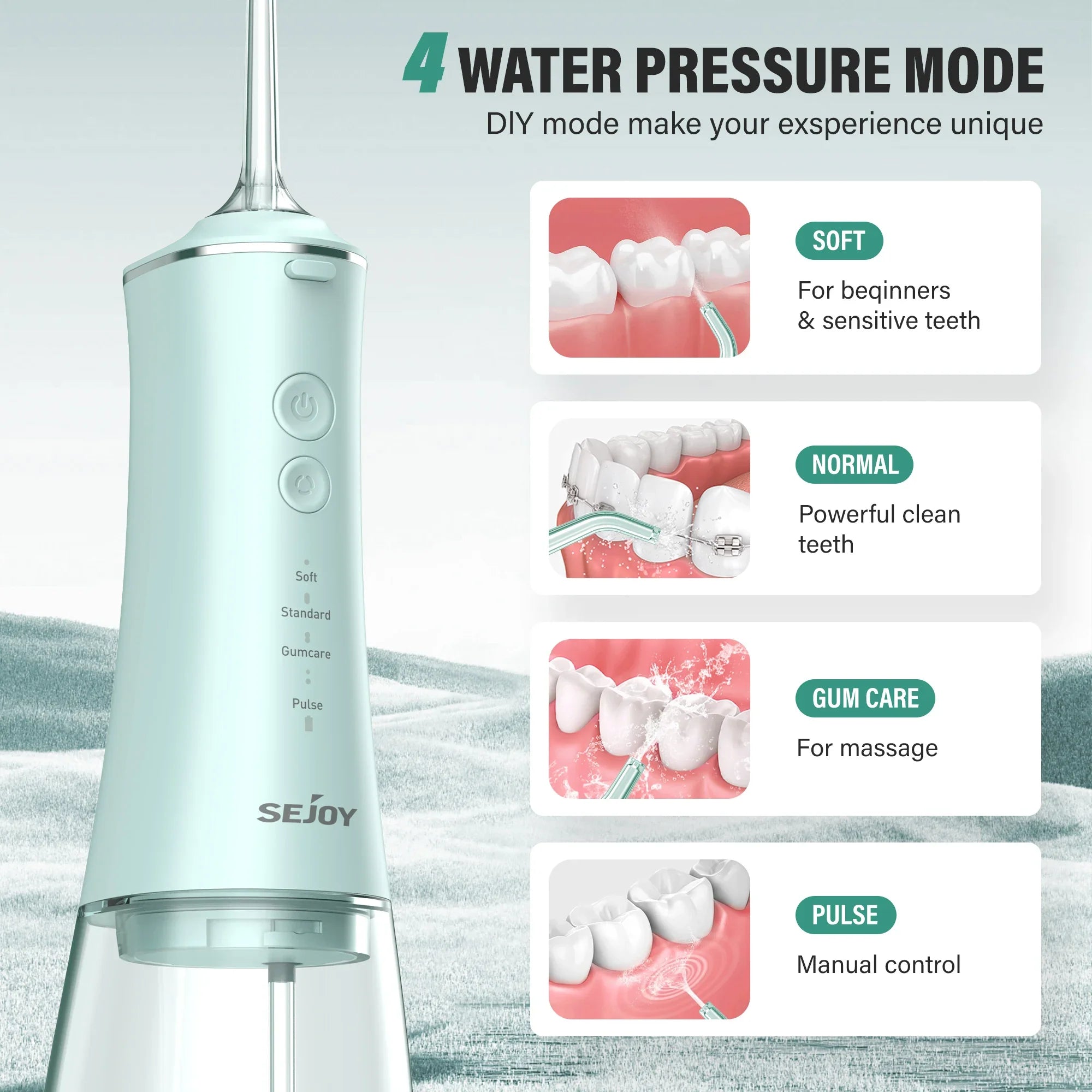 Oral Irrigator Portable Dental Water Flosser Thread Teeth Pick Mouth Washing Machine Rechargeable IPX7 Waterproof Teeth Cleaner