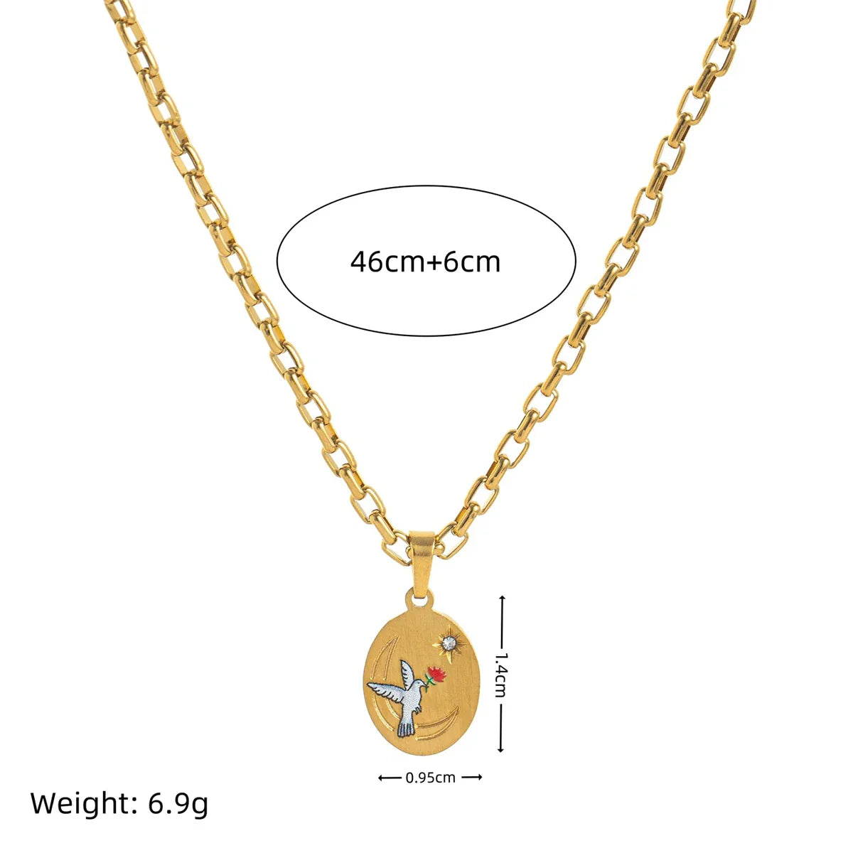 Stainless steel painted light luxury pendant necklace hand-painted flower heart pendant sweater chain