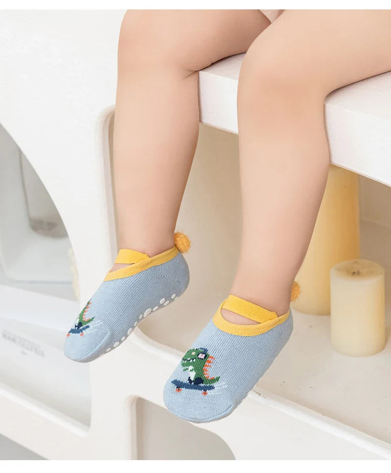 Spring Anti Slip Baby Socks Toddler Kids Floor Socks with Rubber Soles Autumn Newborn Baby Boy Girl Cartoon Cute Ball Warm Socks