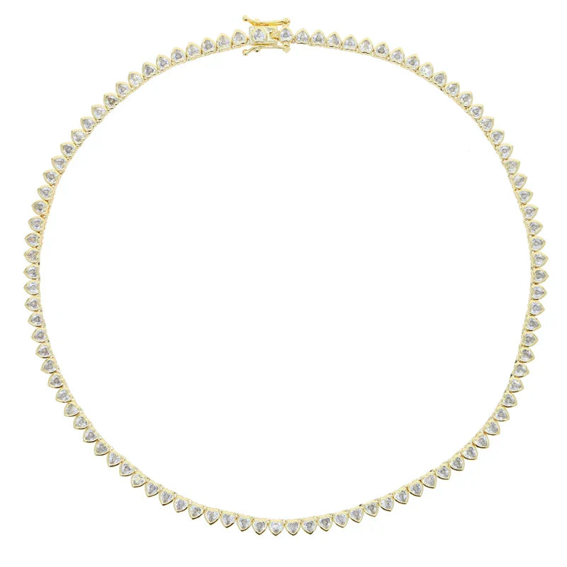 Green White CZ Bezel Heart Shaped Tennis Chain Choker Necklace For Women Geometric Classic Luxury Jewelry