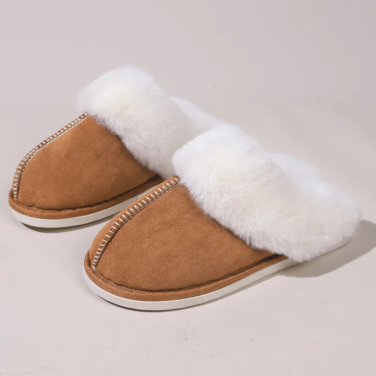 Furry Home Slippers Women 2024 Winter Designer Shoes Ladies Flats Casual Warm Plush House Fur Slides Couple Footwear Large Size