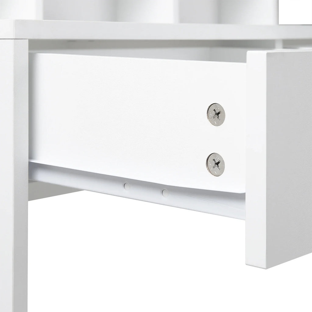 White Wooden Dressing Table Make up Cosmetic Table  with Adjustable LED Lighting Mirror vanity dresser for Gilrs  Women Bedroom