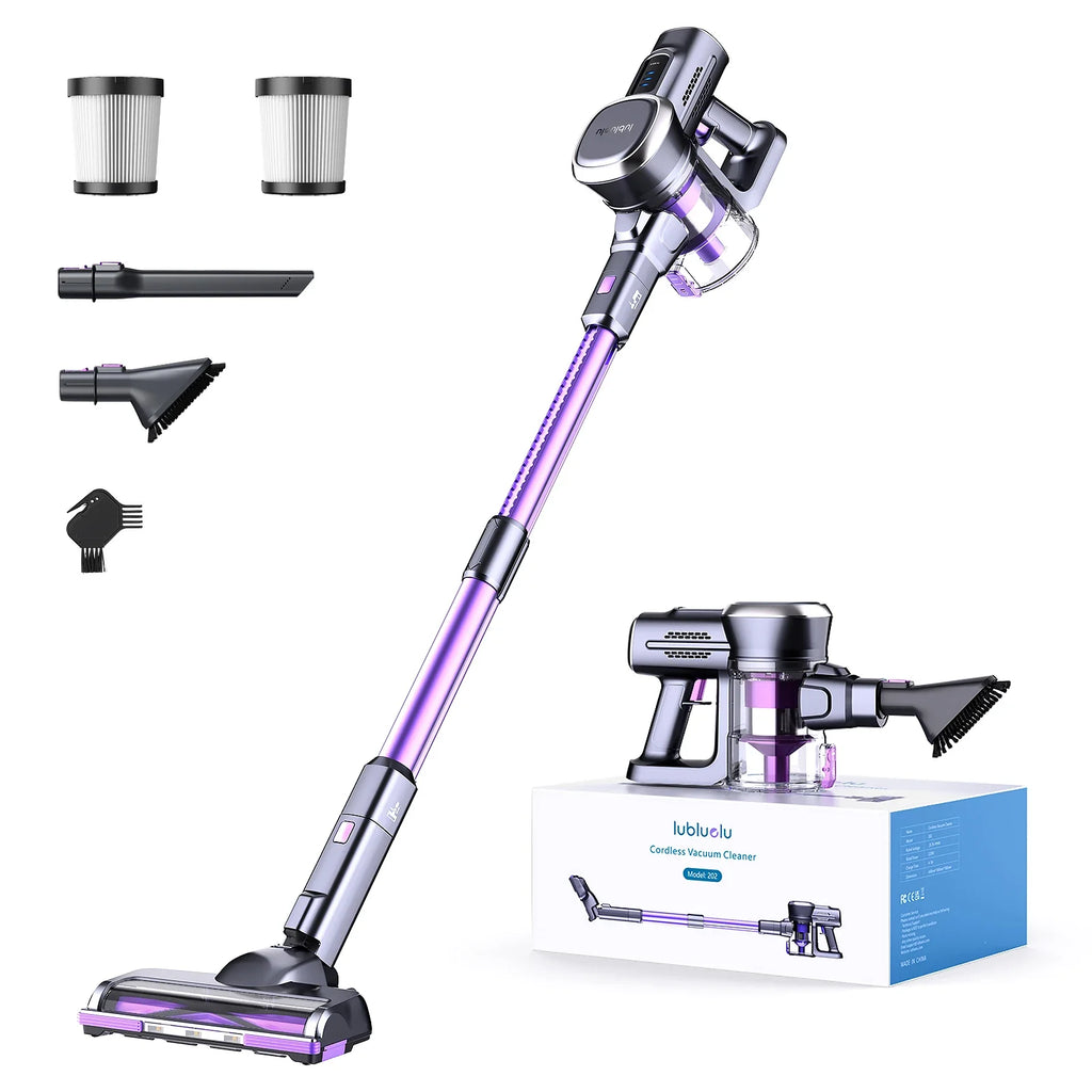Lubluelu 202 Cordless Stick Vacuum Cleaner, Lightweight, 6-in-1, 25KPa Powerful No Cord, for Carpet, Floor, Pet Hair