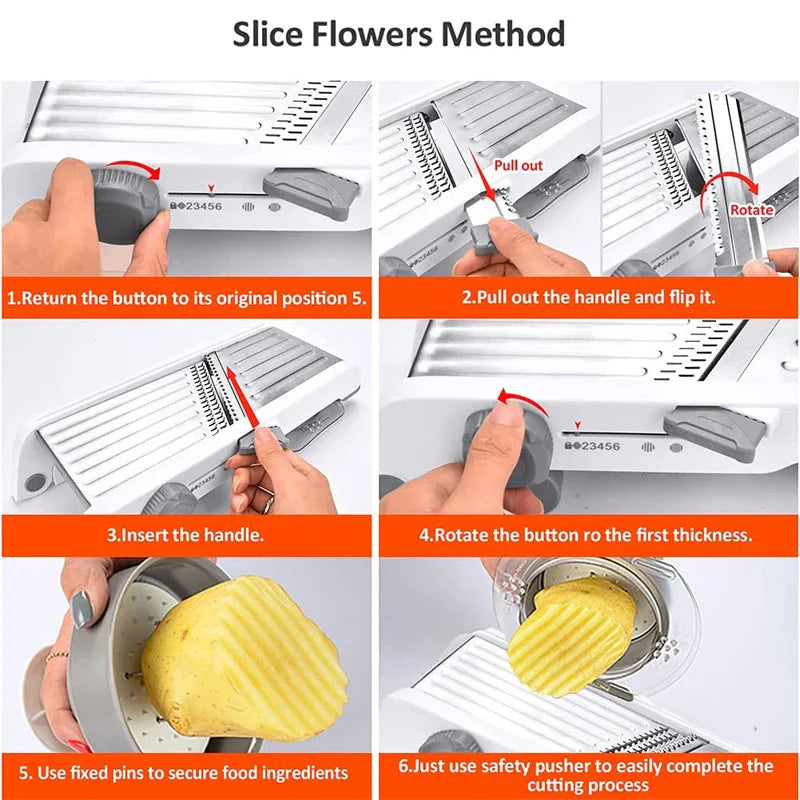 LMETJMA Ultra Sharp Mandoline Slicer Upgraded Vegetable Slicer Kitchen Adjustable Thickness Food Cutter Slicer Dicer KC0450