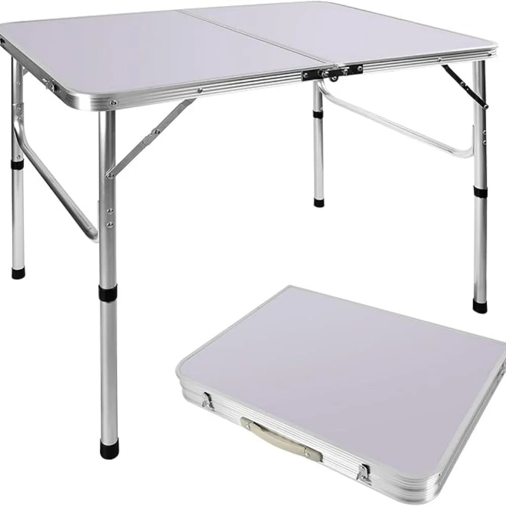3FT/90cm Folding Table Lightweight Portable Camping Table, Non-Slip Rubber feet , Premium Quality Steel Aluminium Foldable Table