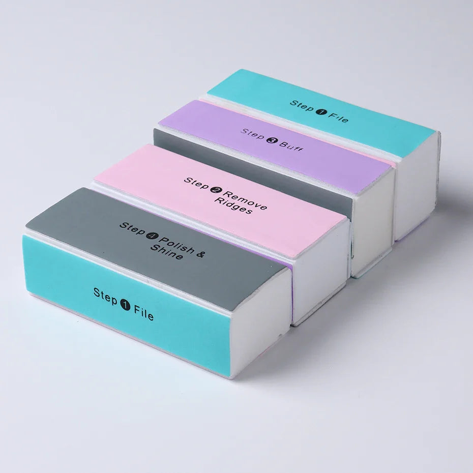 4 Sides Sponge Nail Buffers Colorful Sanding Buffing Block Grinding Polishing Nail File 4 Sided Professional Nail Manicure Tool