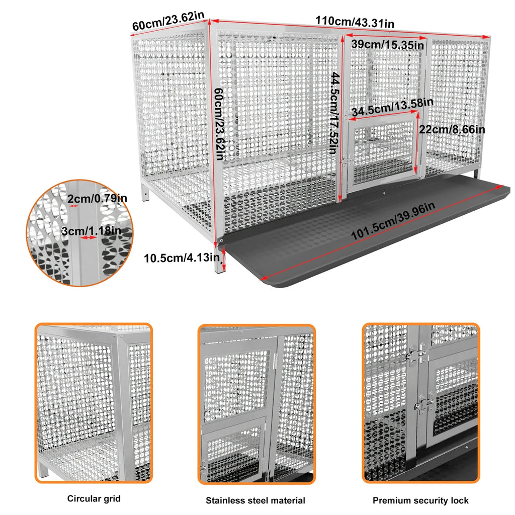 BingoPaw Stainless Steel Chicken Coop for Backyard and Farm Poultry Cage Hen House with Cover and Feeding Door