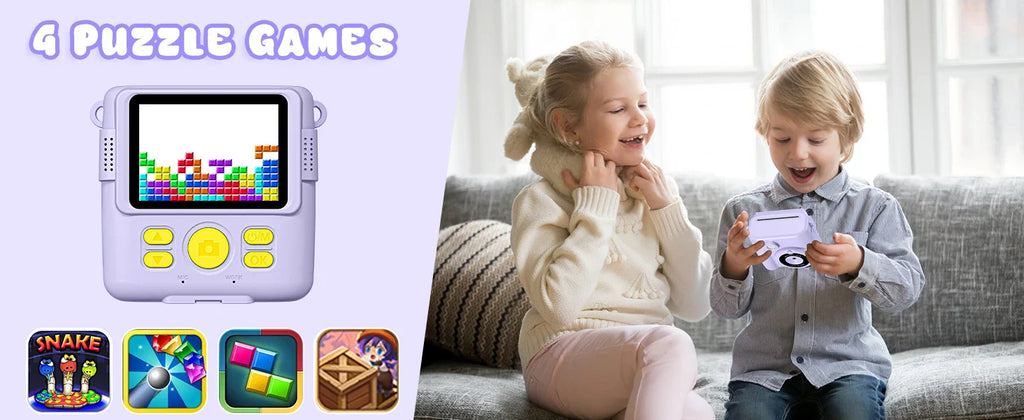 Kids Digital Camera 2.4" 1080P HD Video Camera Portable Instant Print Camera with 32GB Card, Birthday Gift for Boys Girls 3-12