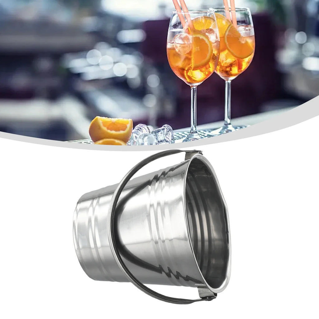 Stainless Steel Ice Bucket Ice Chiller Cooler With Handle Ice Cube Container Portable For Wine Champagne Beer Party Bar Tools