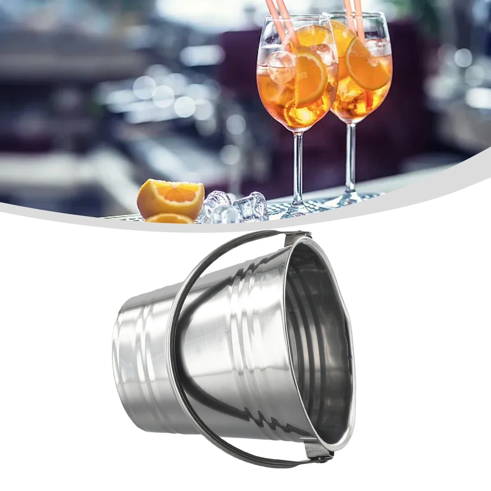Stainless Steel Ice Bucket Ice Chiller Cooler With Handle Ice Cube Container Portable For Wine Champagne Beer Party Bar Tools
