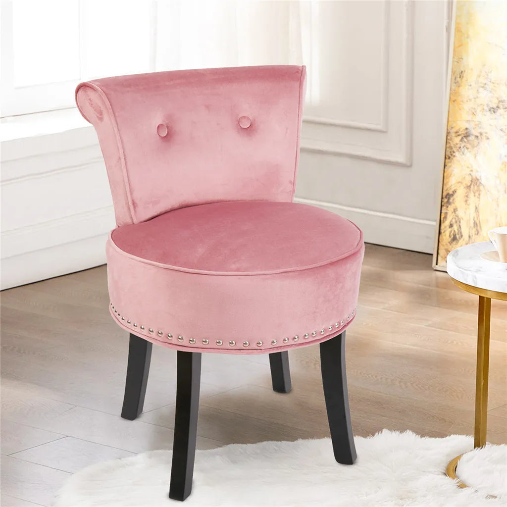 Crushed Velvet Vanity Stool, Dressing Table Chair, Bedroom Makeup Chair with Backrest, 2 Colors