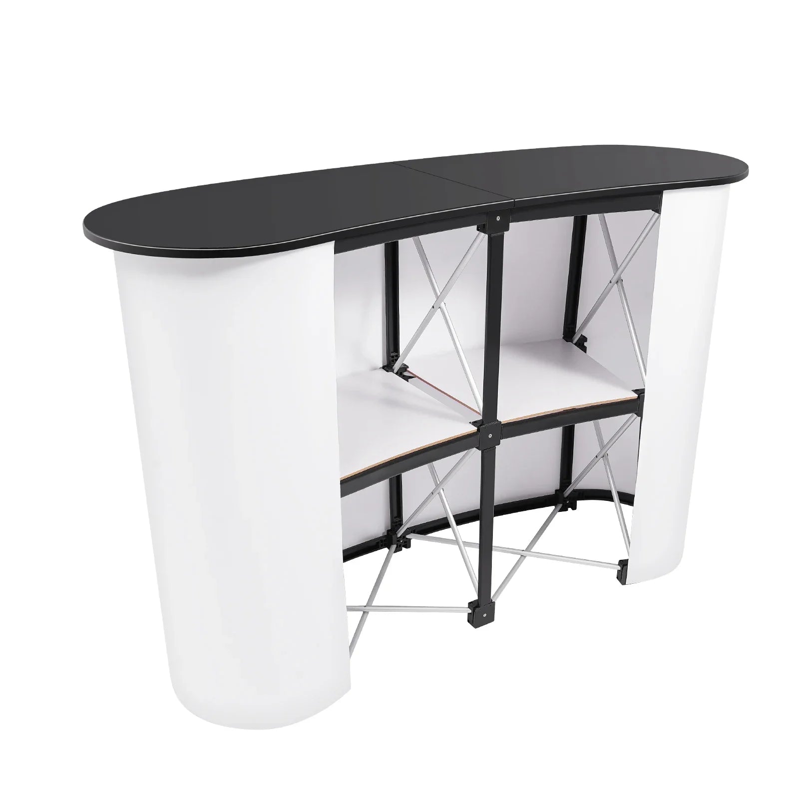 Foldable Tradeshow Table Exhibition Countertop Podium Promotion Table Office Reception Desk School Lecture Table