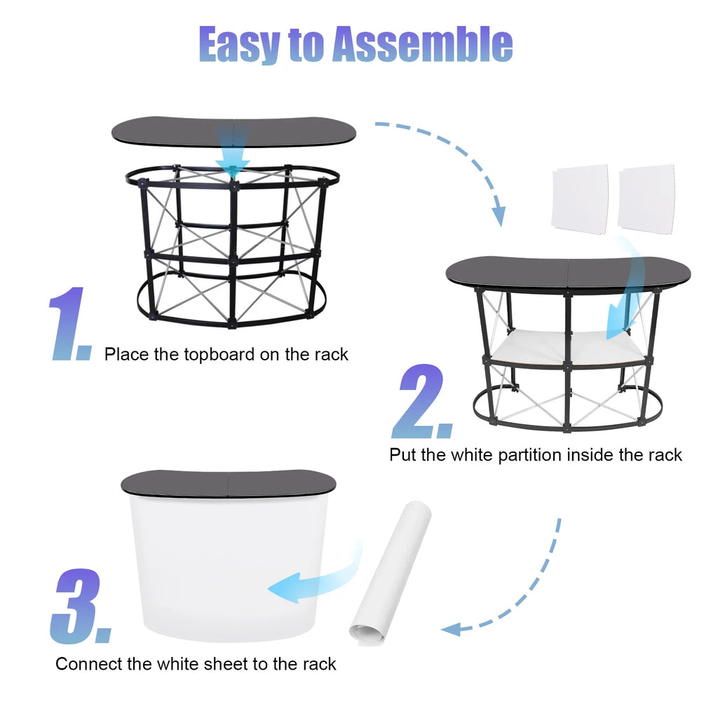 Foldable Tradeshow Table Exhibition Countertop Podium Promotion Table Office Reception Desk School Lecture Table
