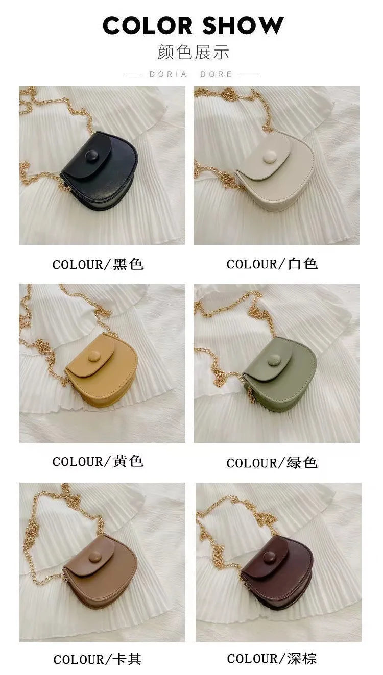 Fashion Kids Children PU Leather Shoulder Bag Lovely Baby Girls Mini Chain Coin Purse Cute Princess Crossbody Bags Small Wallet