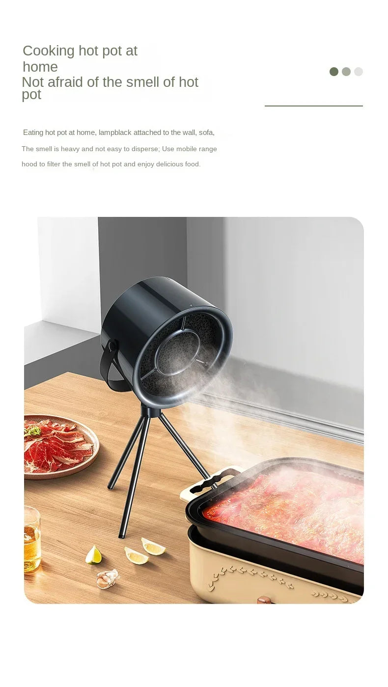 2024 New Portable Exhaust Fan Small Kitchen Hood Extractor Barbecue USB Supply Desktop Range Hoods Mini Suction Cooker Hood