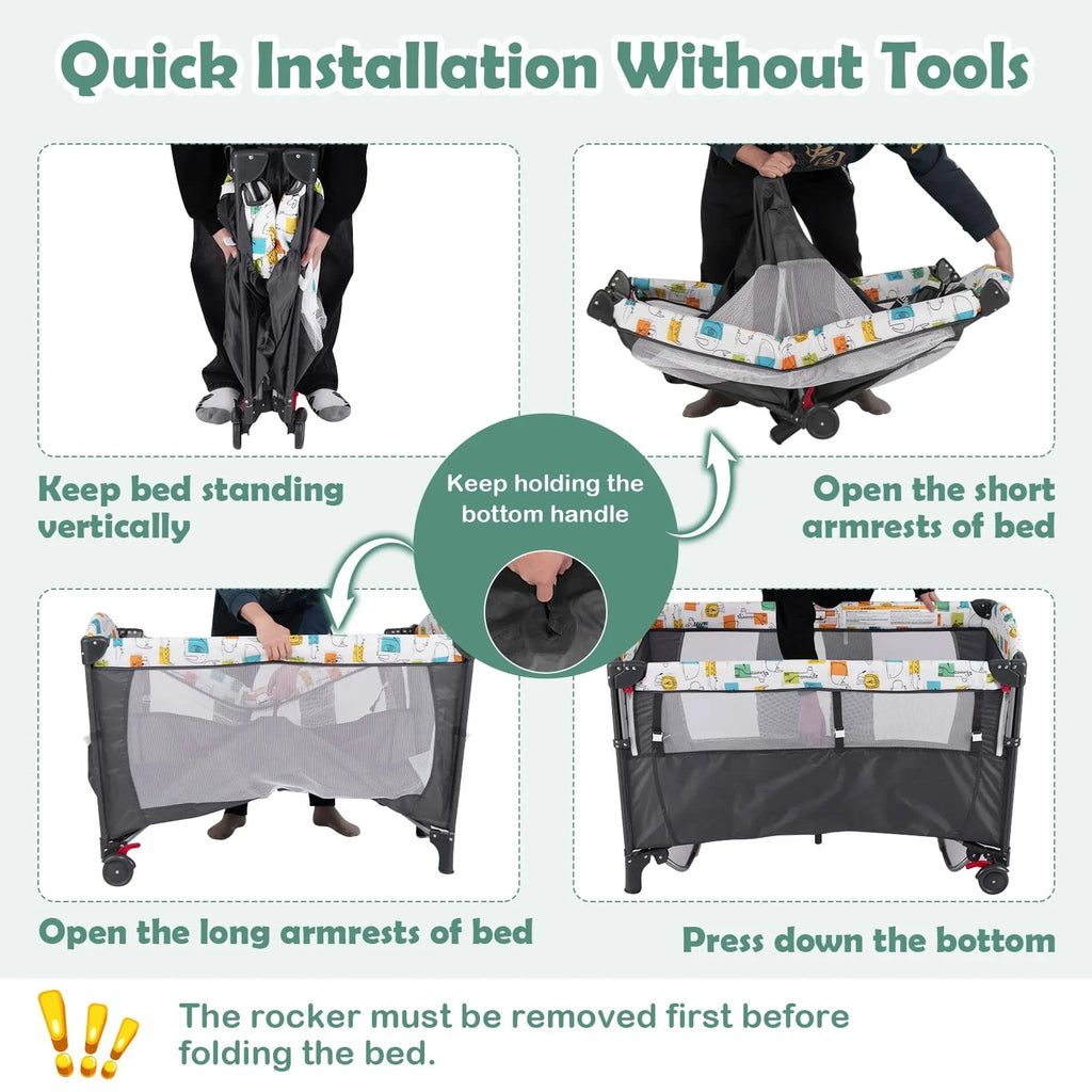 DORTALA 5-in-1 Baby Bassinet Bedside Sleeper Portable Pack and Play-Grey