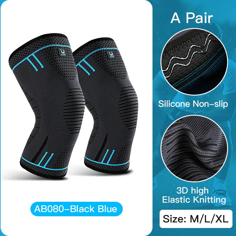 Compression Knee Support Sleeve - Elastic Breathable Brace for Sports Basketball Running Gym