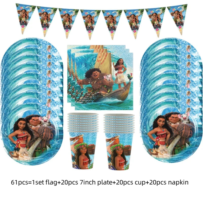 Disney Moana Birthday Party Decorations Supplie Moana Celebration Party Balloons Disposable Tableware Cup Plate Baby Shower Toys