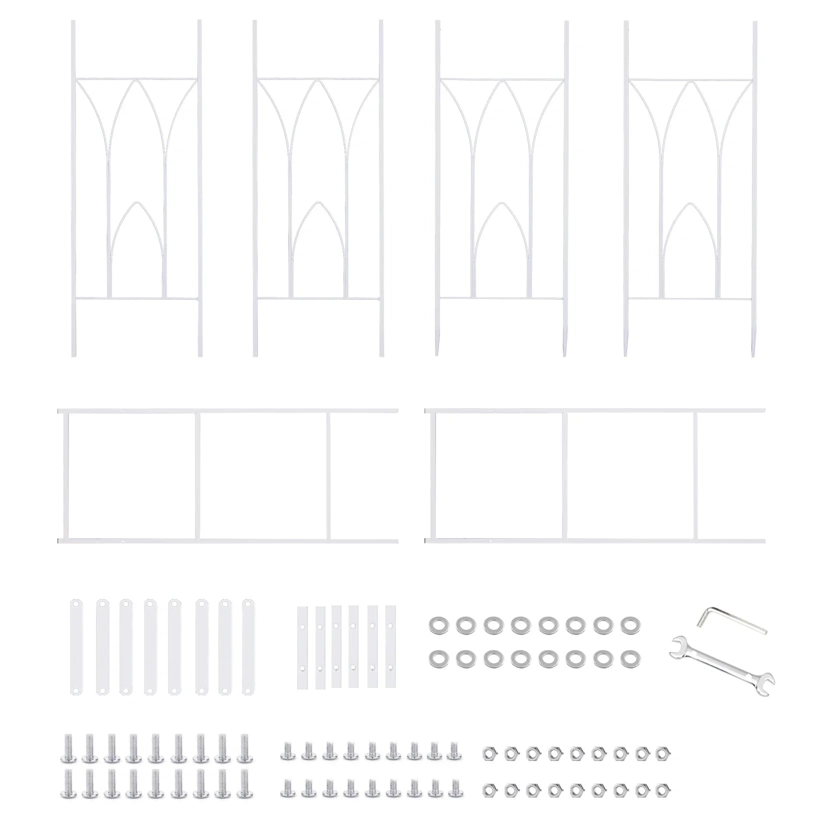 Stereoscopic White Garden Arch Arbor, Super Strong Metal Wedding Arch Decor, Outdoor Pergola Trellis