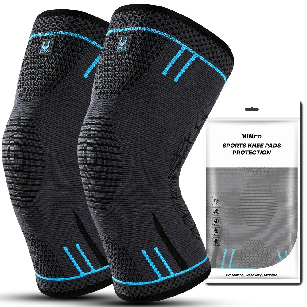 Compression Knee Support Sleeve - Elastic Breathable Brace for Sports Basketball Running Gym