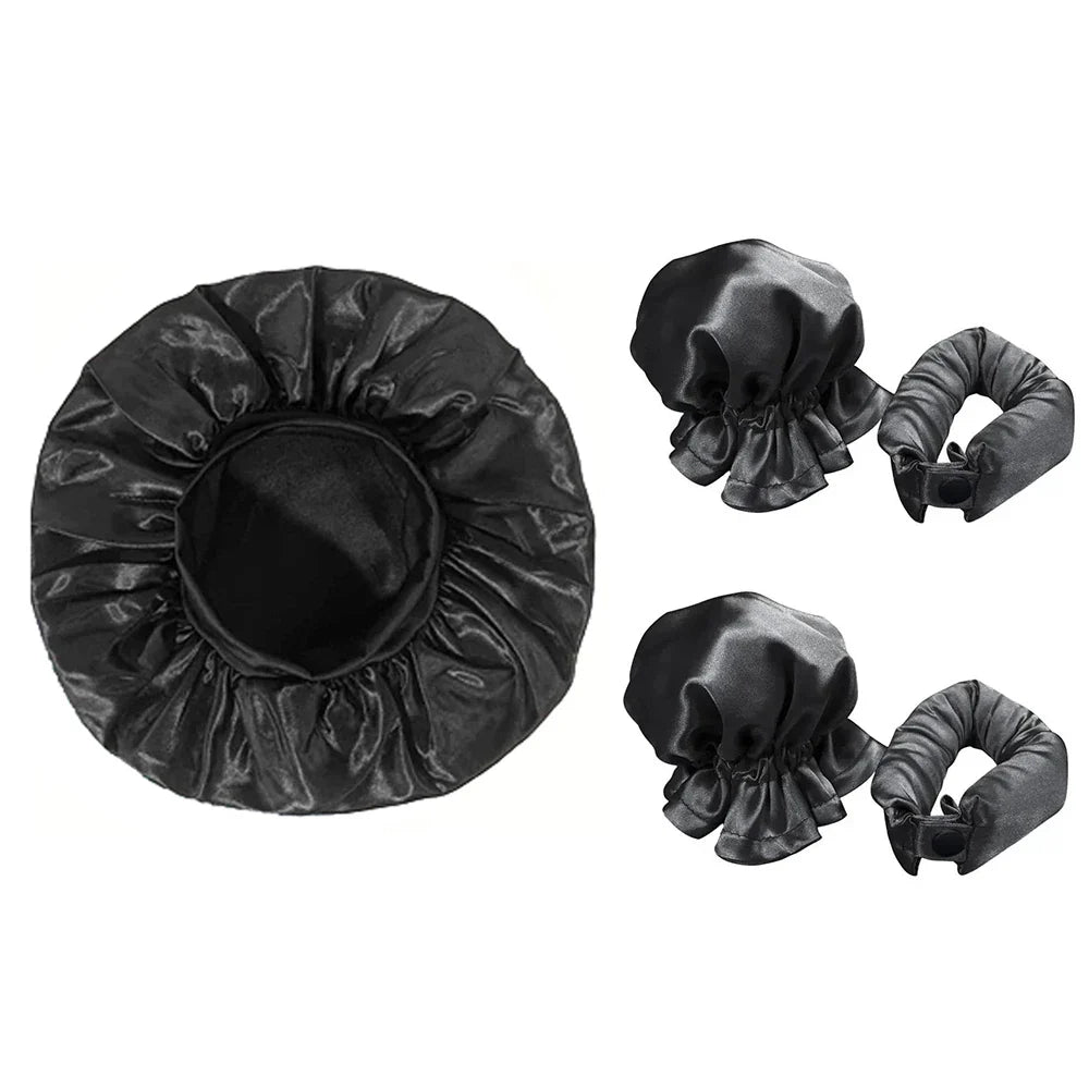 No Heat Hair Curler And Satin Sleeping Cap Set Heatless Hair Curling Headband Hair Claw Clip Hair Rings Soft Sleeping Hat Salon