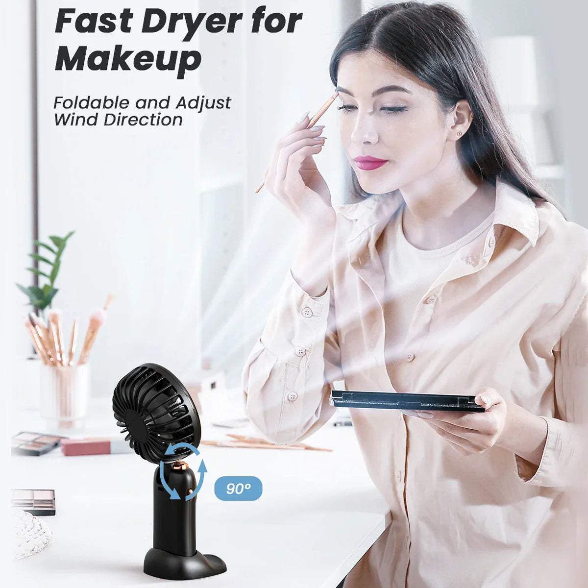 coldsky Portable Handheld Fan 4000mAh Battery Operated Fan 5 Speed with LED Display Handheld/Neck/Desk 3 in 1 Personal Small Fan