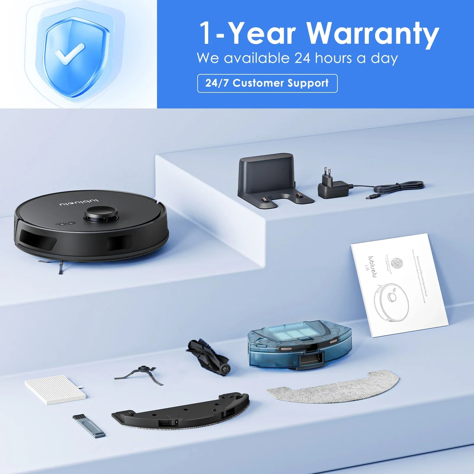 Lubluelu L15 Robot Vacuum And Mop Combo 5000Pa, 3 In 1 Robot Vacuum Cleaner,Robot Vacuum, Auto-Charging, 5 Maps, 30 No-go Zones