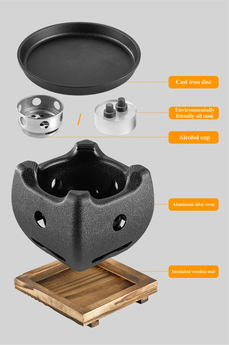 Aluminum alloy tea cooker Small oven Korean style cast iron barbecue dish portable grill korean bbq Japanese charcoal grill
