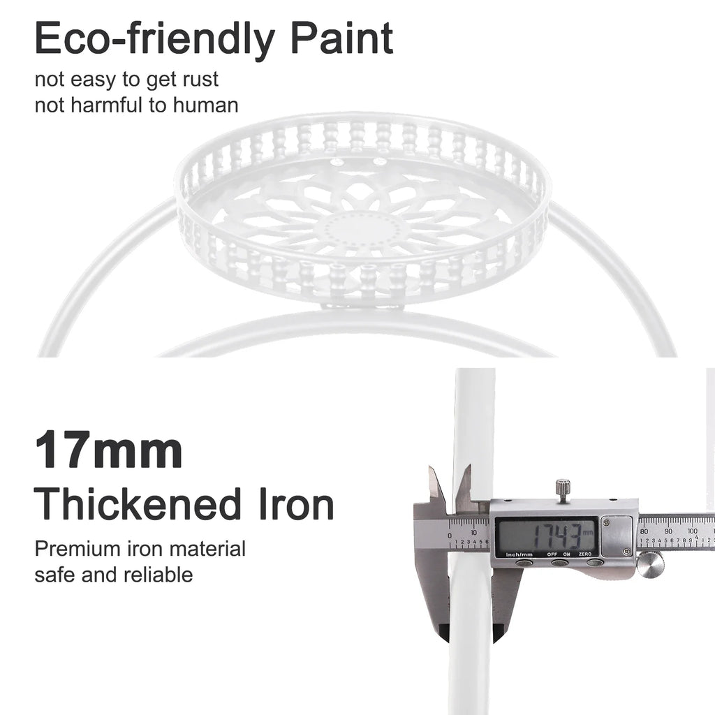 6 Potted Metal Plant Stand Garden Cart Flower Pots Rack Holder Display Shelf with Wheels for Patio Porch Balcony Decoration