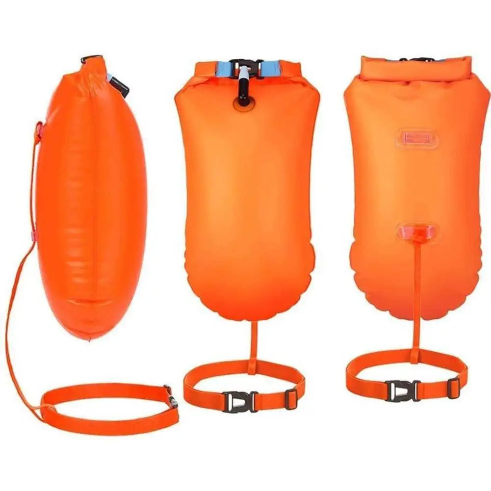 Inflatable Open Swimming Buoy Tow Lightweight Swimming Air Bag Storage With Waist Belt Water Sport Swimming Storage Float Tools