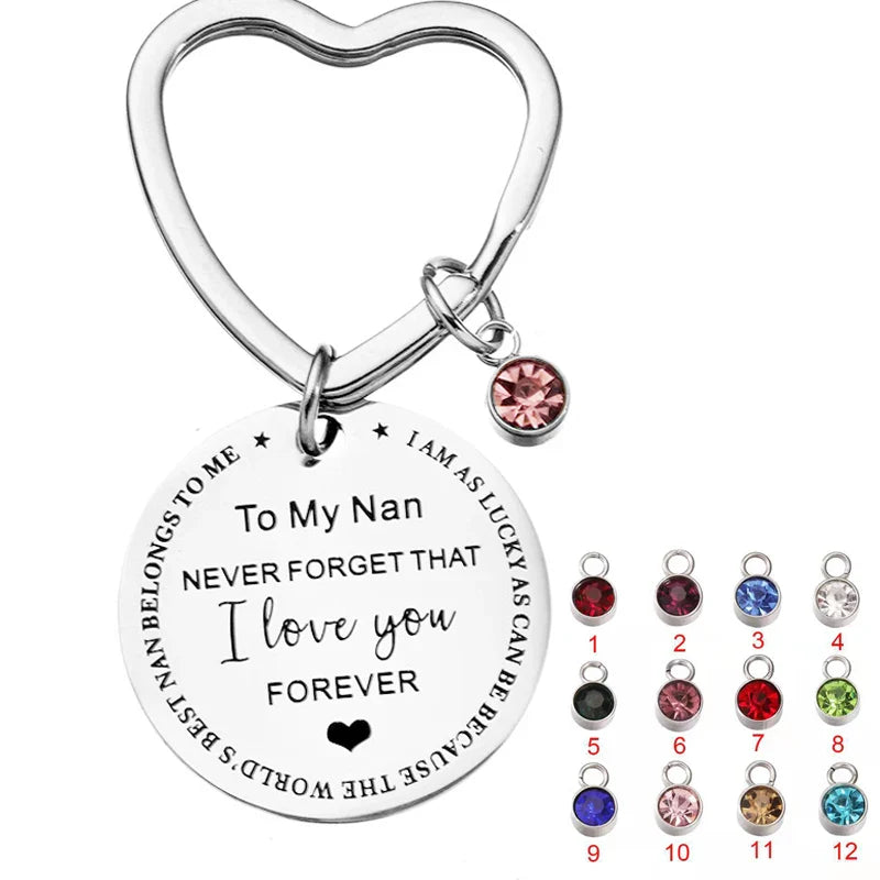 Best Nana Gift Keychain with Birthstone Charm Nana Grandma Nan Birthday Gift Gigi Jewelry Nana Keychain Mothers Day Gifts