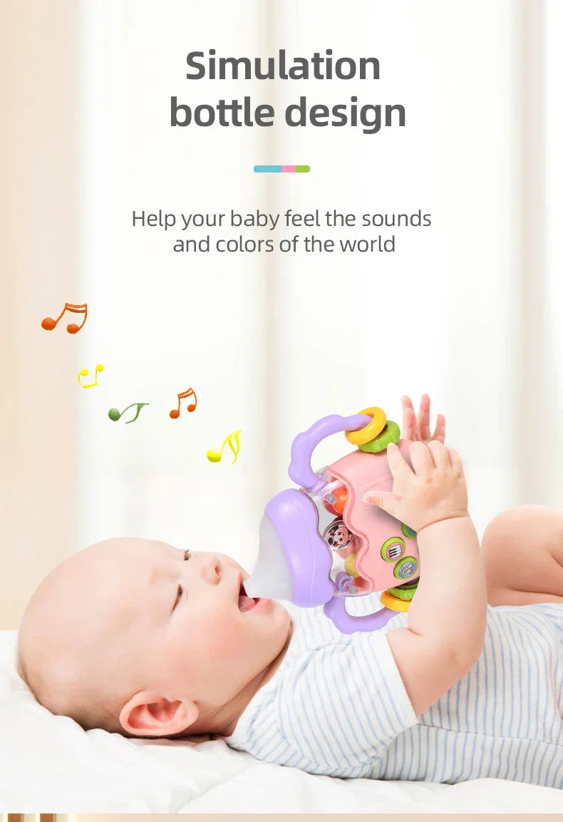 Baby bottle rattle puzzle early education toy Baby teaser pacifier Christmas gift Newborn grip Training Music story
