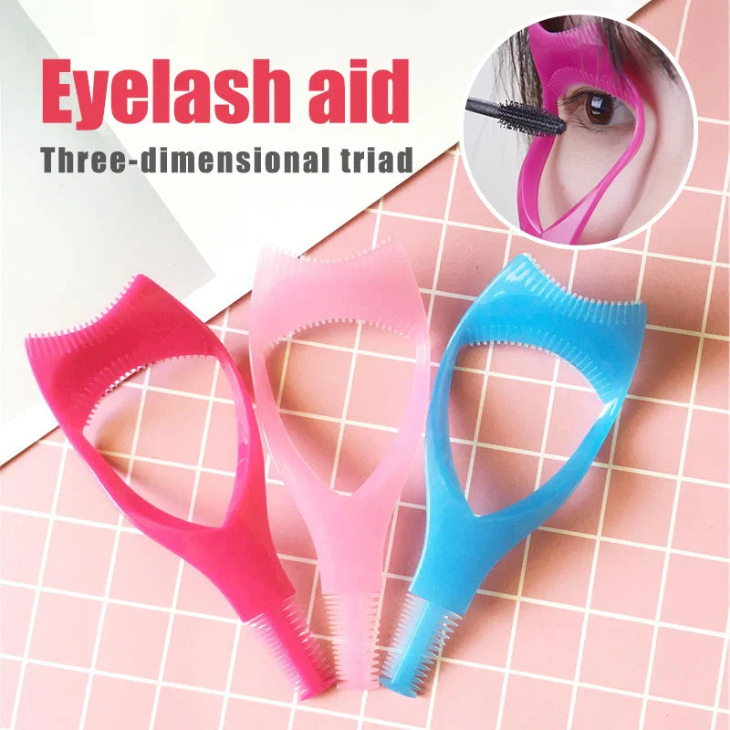 Handy Eyelash Aid Clip Pink Eye Makeup Aid Tool Y Shape Silicone Mascara Applicator Shield Multifunctional Silicone Eyeliner Mak