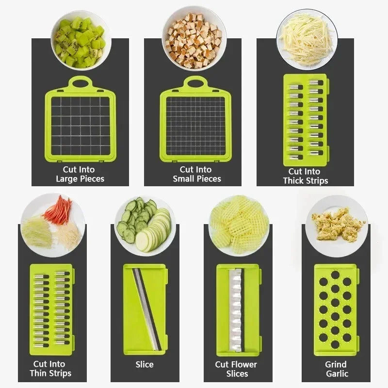 16/14 in 1 Multifunctional Vegetable Chopper Handle Food Grate Food Chopper Vegetable Slicer Dicer Cut Kitchen Items cocina